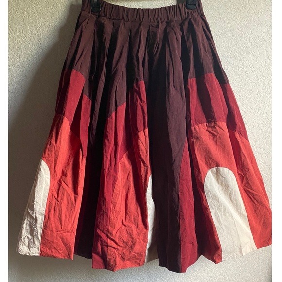 Casey Casey Designer Abstract Patterned Pleated Circular Motif Midi Mod Skirt XS - Picture 3 of 16